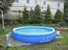 Nadzemní bazén s nafukovacím prstencem, prumer 4 m, výška 0.5m. Cena 900 Kc nebo dohodou. používaný 1 rok.